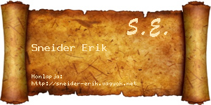 Sneider Erik névjegykártya